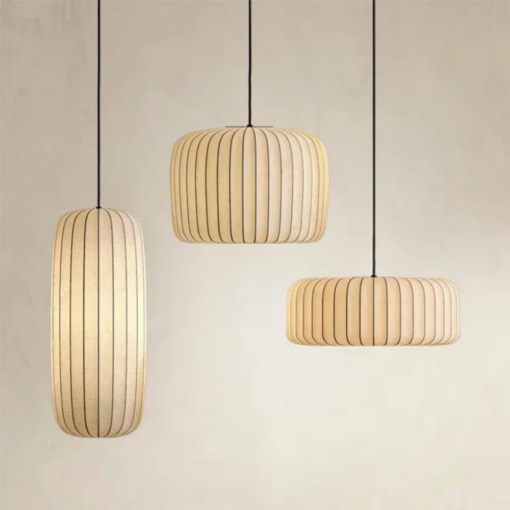 Modern Nordic Minimalist Wabi Sabi Silk Fabric LED Chandelier Dining Bar Home Decor Bedroom Duplex Pendant Light Nordic Pendant