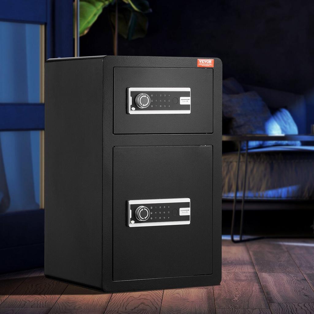 Double Door 4.5 Cu.ft Safe Box with Key Lock Password Fireproof Bag Black