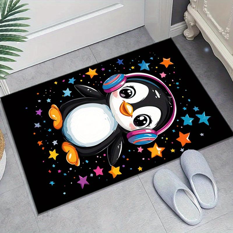 

Динамичный дизайн пингвина в наушниках, Противоскользящий ковер из хрустального бархата, Нескользящий коврик из полиэстера для спальни, гостиной, домашнего декора, Большой 60cm x 90cm