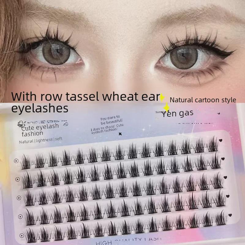 Mengji Shangpin 10-Row Tassel Wheat Eyelashes - Natural Cartoon Style for Easy, Photogenic Look
