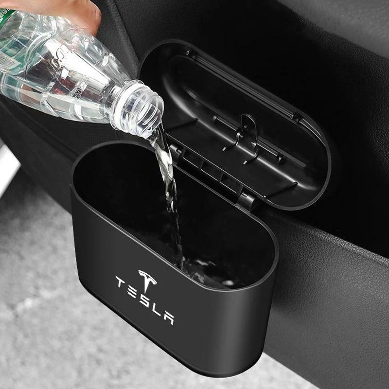 AAAIF1 1 Pezzo 14x16cm Per Tesla Model 3 S X Y Cybertruck Roadster Pattumiera Portatile per Portiera Auto Scatola Portaoggetti Interna Accessori Auto