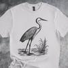 Reiger Wilde Dieren Shirt Moerasvogel Illustratie Grafische T-shirt Katoen Stijl T-shirt Korte Mouw Grijs