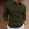 Men S Summer Casual Long Sleeve Solid Color Polo Shirt