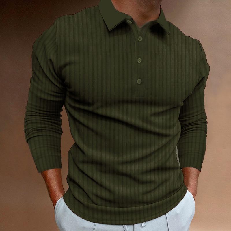Men S Summer Casual Long Sleeve Solid Color Polo Shirt