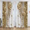 2pcs Golden Peacock Printed Polyester Fiber Chinese Style Curtains, Suitable For Bedroom Office Kitchen Living Room Study Hoom