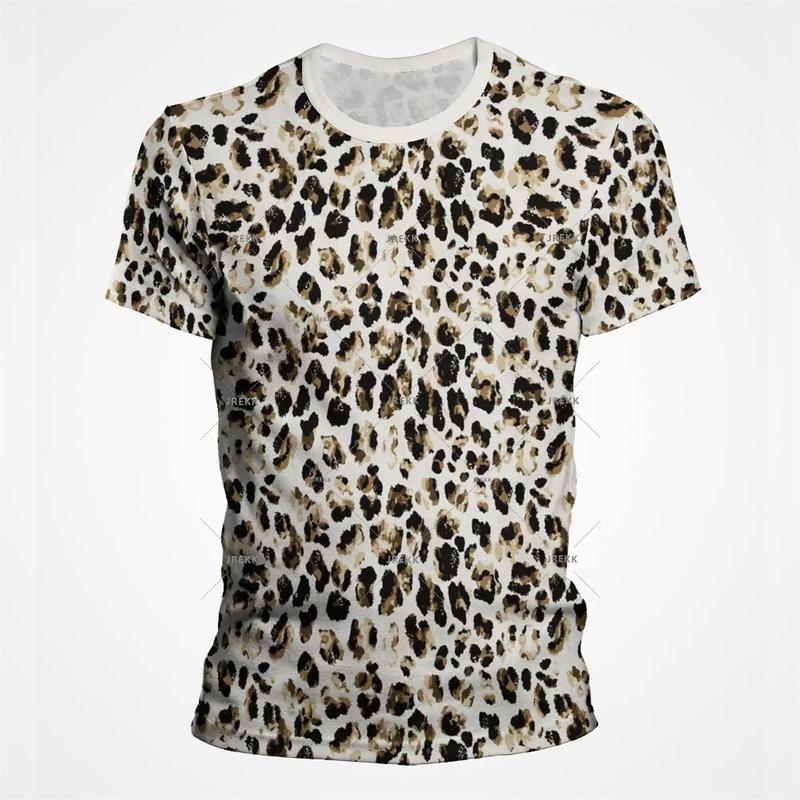 Leopard Print 3D Funny T Shirts for Men's And Women's Clothing Summer Short Sleeve T-Shirt Unisex Streetwear Oversize Tops Tees
