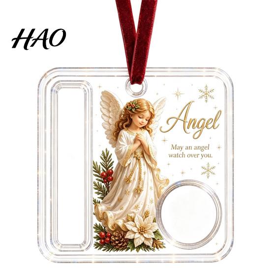 Decorative Hanging Cash Holder Christmas Gift Ornament, Acrylic Holiday Money for Cash, Funny Santa Customized Snowman Angel Elk Xmas Tree Decoration