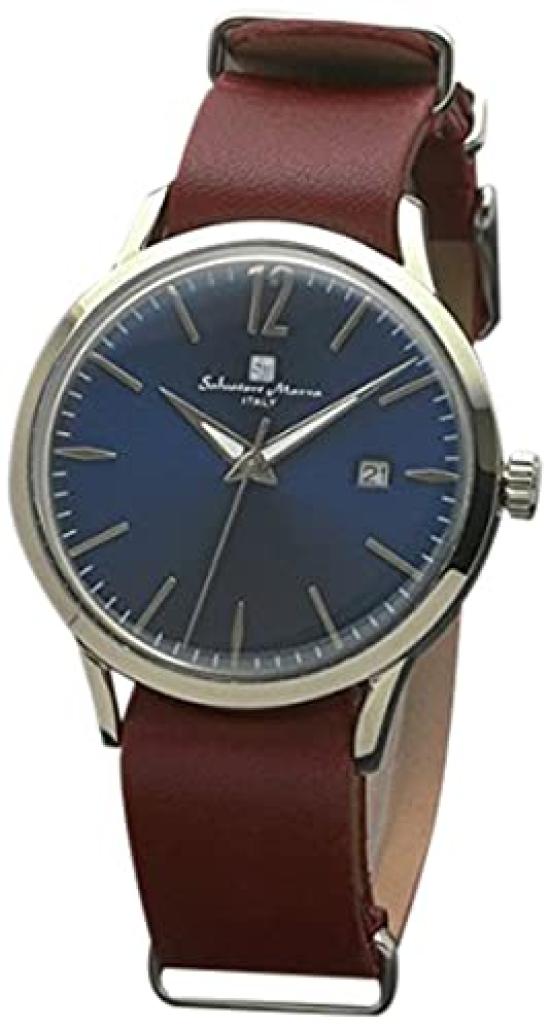 

Salvatore Marra Унисекс Серебристый Корпус Синий Циферблат Коричневый Кожаный Наручные часы [Salvatore Marra] Мужские Женские SM17116-SSBL [Официальный Импорт]
