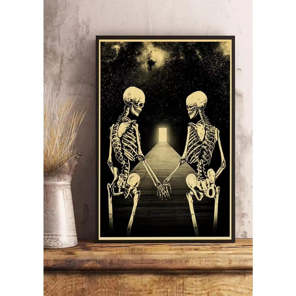 Simple Skull Posters Vintage Kraft Paper Prints Nostalgia Wall Sticker Home ation Bedroom Painting Fashion Bedroom Paint
