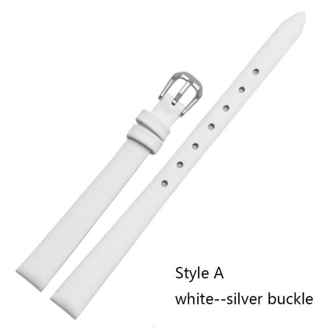 Genuine Leather Watch Bracelet Women  Fashion Watchband Wristwatches Mini Band 6mm 8mm 10mm 12mm 14mm Small Size Watch Strap Red