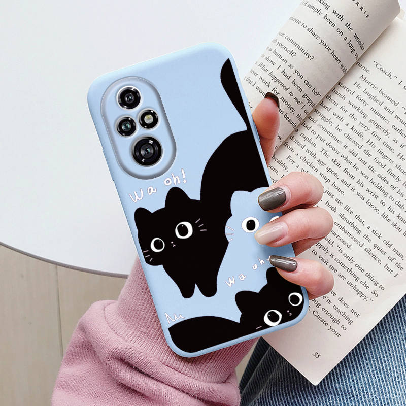Cartoon Case For Honor 50 70 X7 X7A X7b 90 Lite 90 Smart 400 200 Pro 200 Lite Cute Black Cat Cover Soft Back Shell for Honor 400