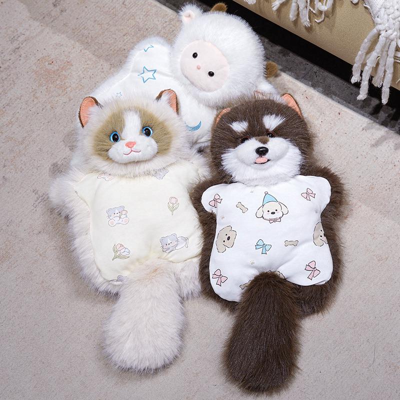 Douyin Trending Cute Cat & Dog Hand Warmer - Soothing Bean Bag & Lamb Squeeze Toy for Winter Warmth