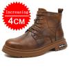 Men's Genuine Leather High-top With Hidden Inner Height Increase 4/6/8CM Heightened Casual Riding Fashion Anti-slip Casual Shoes