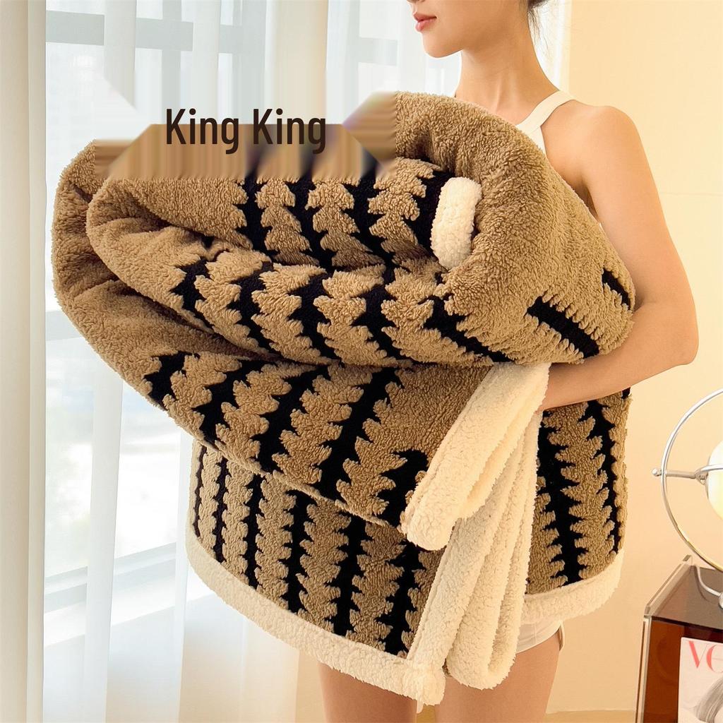 Klasse A Doppellagige Lammwoll-Decke mit Fleece-Futter – Dick, Multifunktional, Warm für Herbst & Winter mit Taft-Fleece-Bezug.