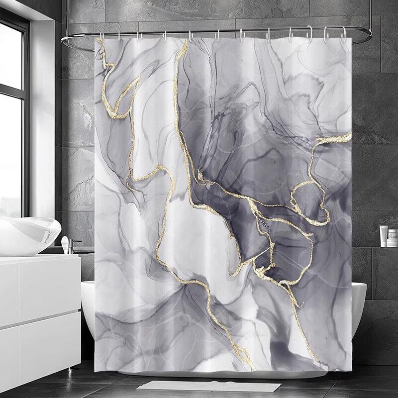 Handon Modern Gradient Marble Waterproof Shower Curtain