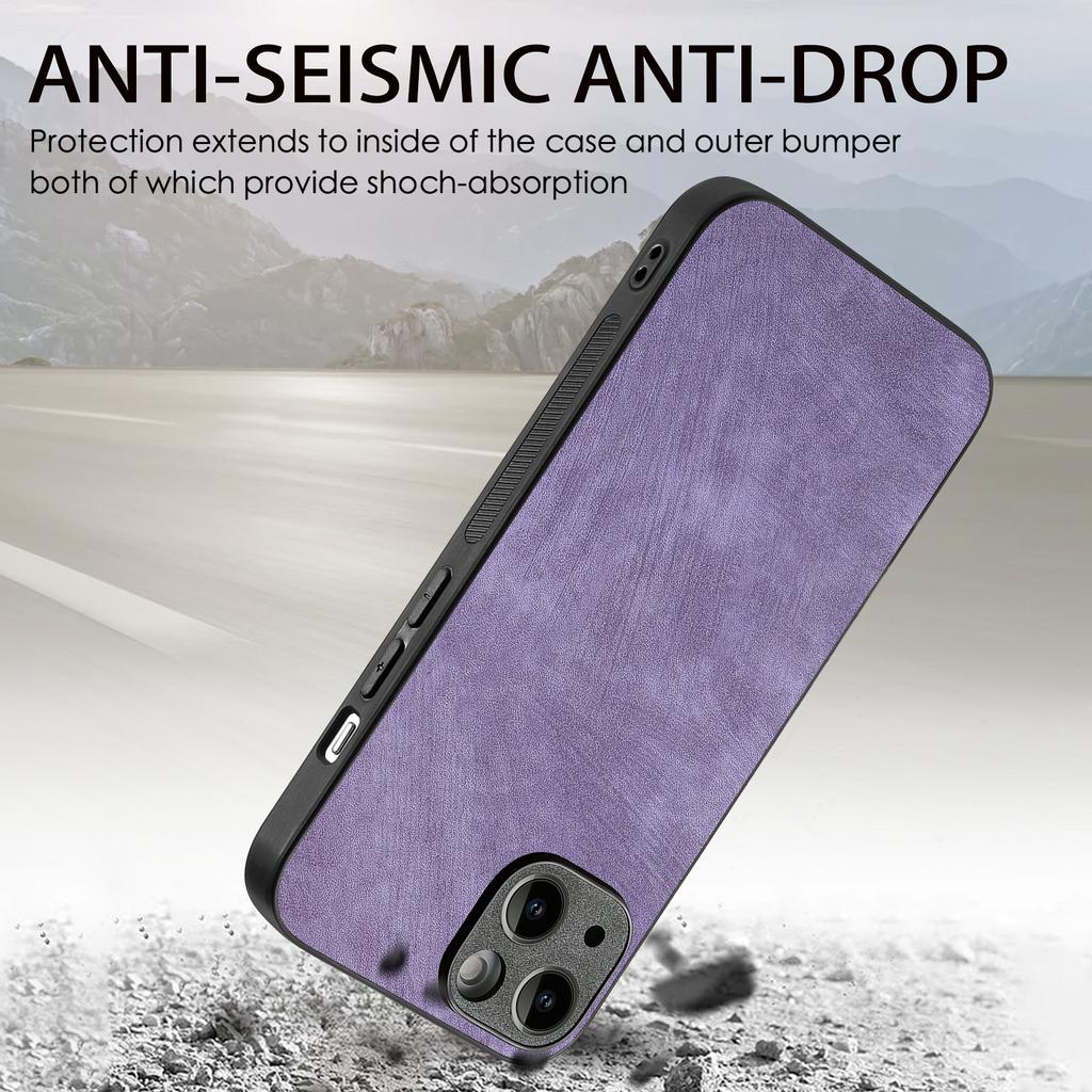 For iPhone 14 Plus Case Shockproof Slim Retro Leather Phone Back Cover
