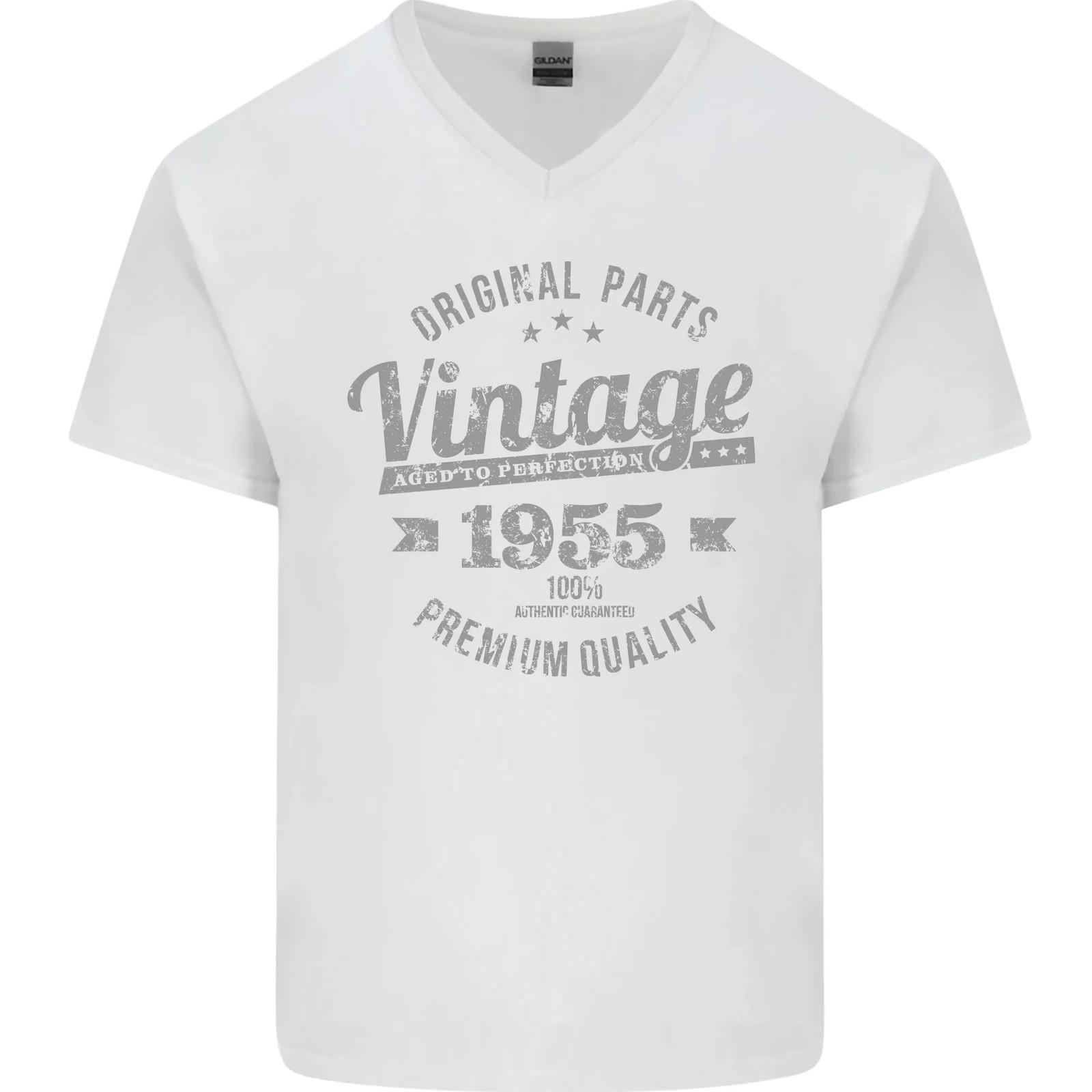 26 Vintage Year 70th Birthday 1955 Mens V Neck Cotton- Unisex T-Shirt XXXXL