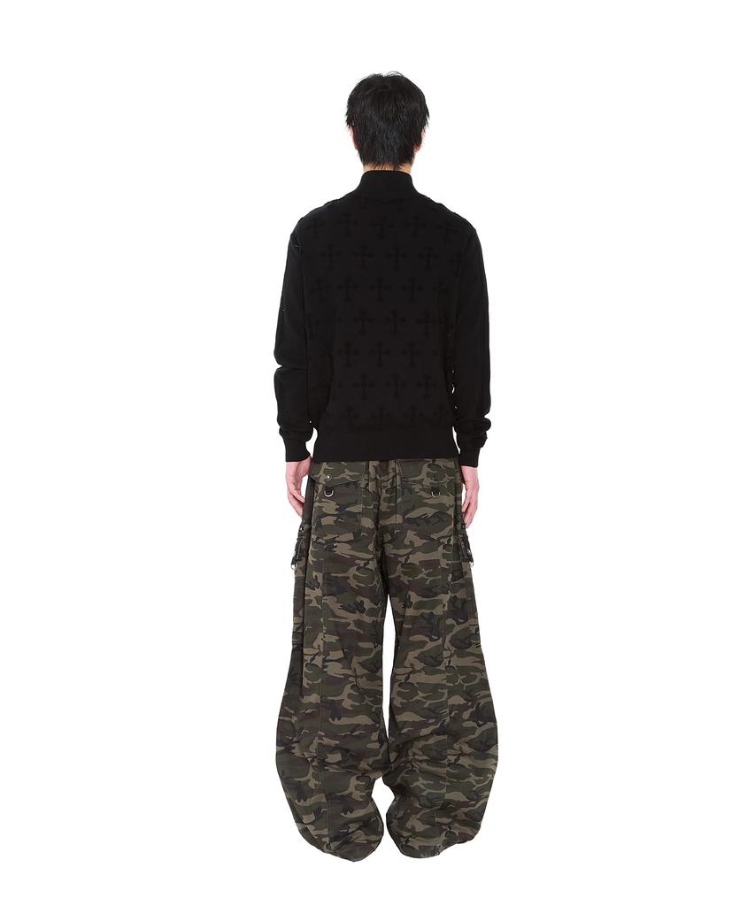 AAKAM Cross Boucle Knit Zip-Up (Black)