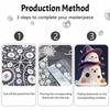 DIY Frameless Pearl Painting Kit Cute Ghost Halloween 3D Bead Art Canvas Relaxing Craft for Home Wall Decor Gift