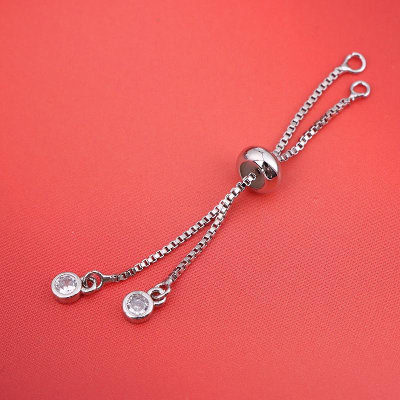 

Adjustable Ring Slider Chain With Rubber Beads Diy Connector Pendants Bracelets Jewelry Making Material