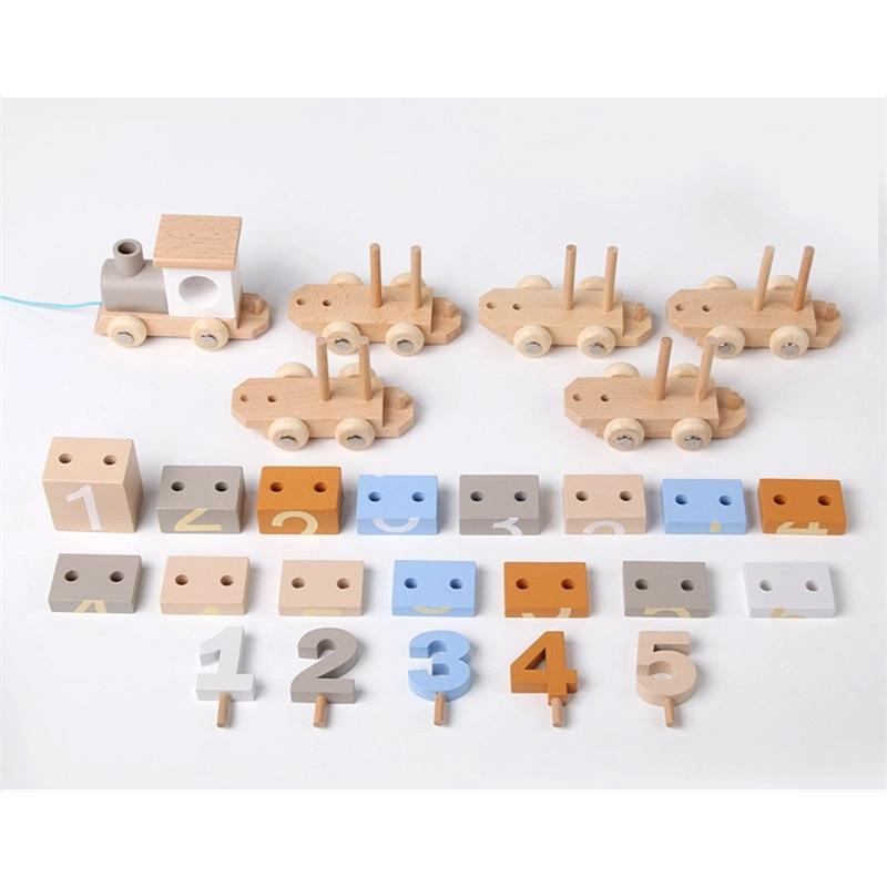 Digital Train Wooden Toys Children's Educational Assembly Magnetic Building Blocks Enlightenment Baby Girls And Boys