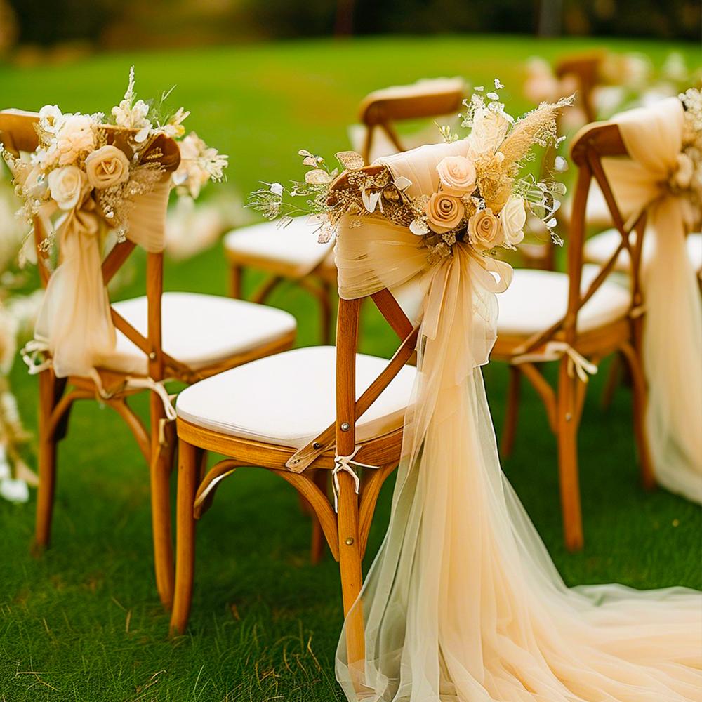 Set of 10/50 Chair Sashes Elegant Wedding Chair Decor Semi-Sheer Tulle for Wedding Parties Churches Christmas Aisle Accent