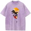 Time Sunset Mountain Men Women Washed T-Shirt Cotton Funny Loose Bleached Tshirt Retro Bleach T shirt Tops Tee