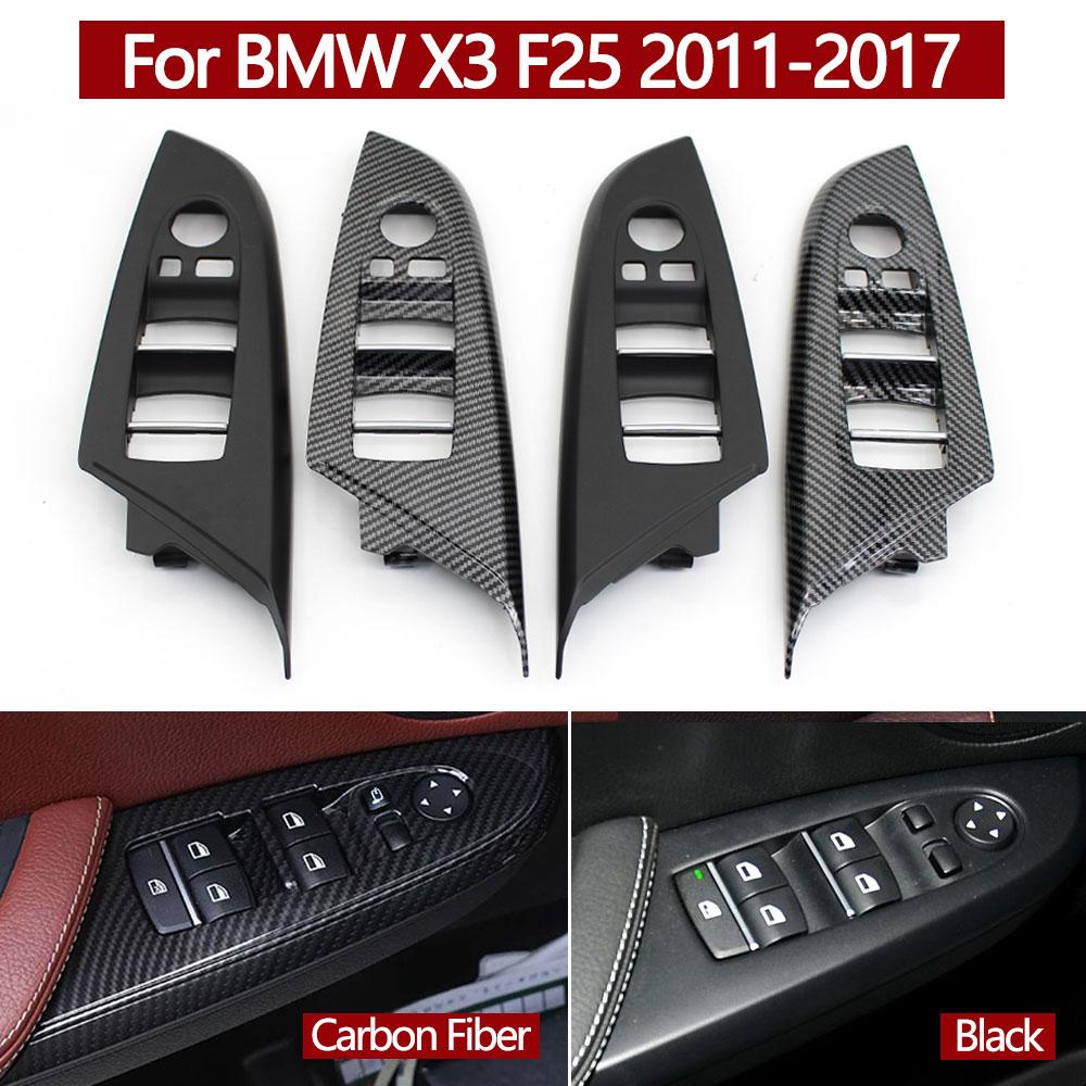 LHD RHD Car Interior Driver Door Window Lifting Switch Panel Outer Cover Decorative Frame Replace For BMW X3 F25 2011-2017