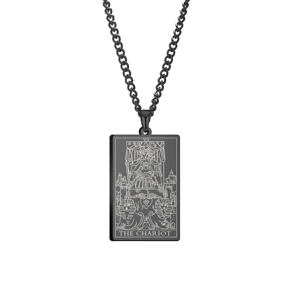 Collana Pendente Tarot da Uomo Hip Hop Acciaio di Titanio Catena Accessorio di Tendenza