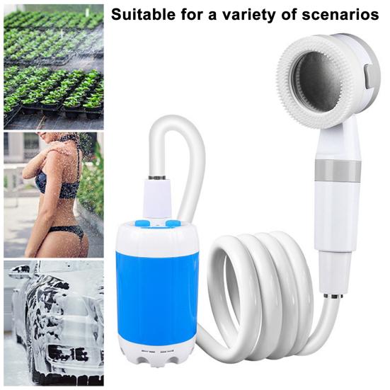 Portable Camping Shower USB Rechargeable Outdoor Hiking Camp Shower Pump Car Washing Pet Cleaning RV Traveling Electric Shower Head Sprayer