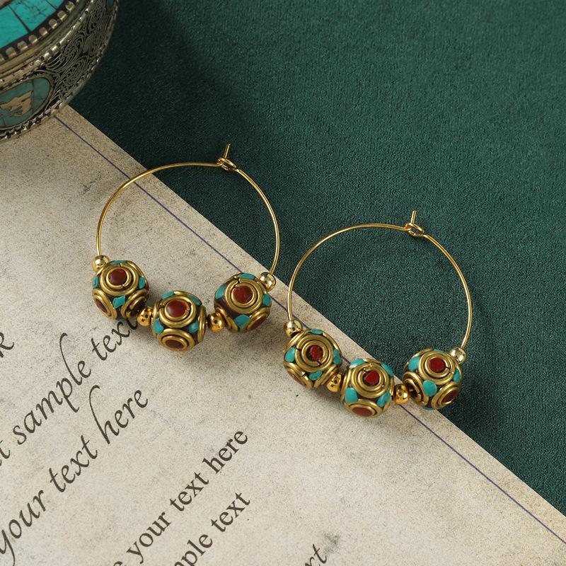 Niche Design Nepalese Earrings Xizang Style Retro Exotic Personality Earrings Women's Simple Earrings Earrings