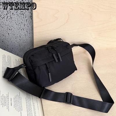 Oxford Cloth Black Small Square Bag New Lightweight Casual Multi Pocket Crossbody Bag for Men and Women's Mobile Phone Bag