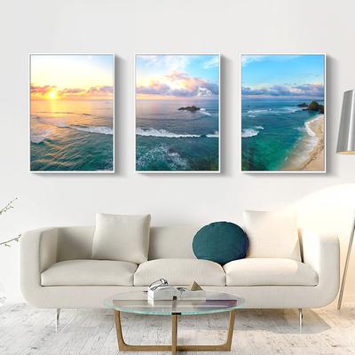 Sunrise Wave Seascape Aesthetic Decorative Paintings Canvas Wall Art Picture for the Home Interior Living Room Decoration Modern