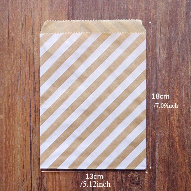 25st Vågprickiga Kraftpappersgodis- och Kexpåsar Förpackningspåse Popcornpåse Födelsedagsinslagningstillbehör Bakverktyg