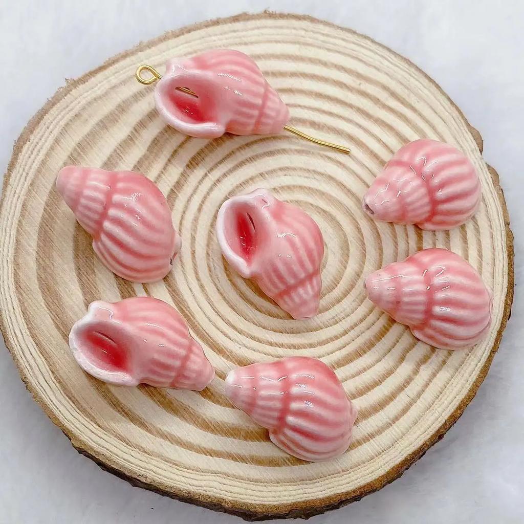 DW43 10Pcs Fashion Conch Shape Good-looking Ceramic Porcelain Beads DIY Handmade Pendant Bracelet Necklace Accessories Jewelry