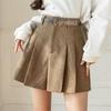 2023 Autumn/Winter Women's Plus Size High Waist Corduroy A-Line Wide-Leg Pleated Shorts