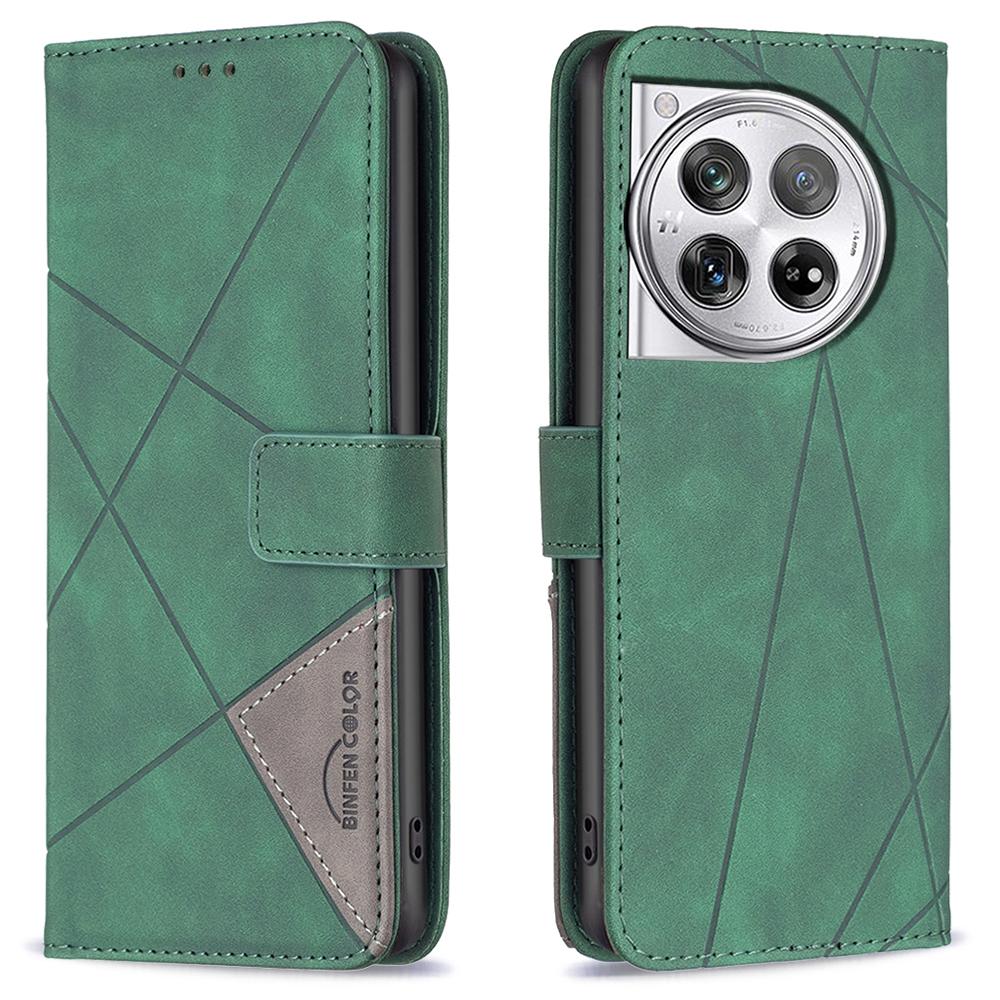 BINFEN COLOR Für OnePlus 12R 5G/Ace 3 5G Handyhüllen Brieftasche Ständer Geometrie Geprägtes Leder Cover