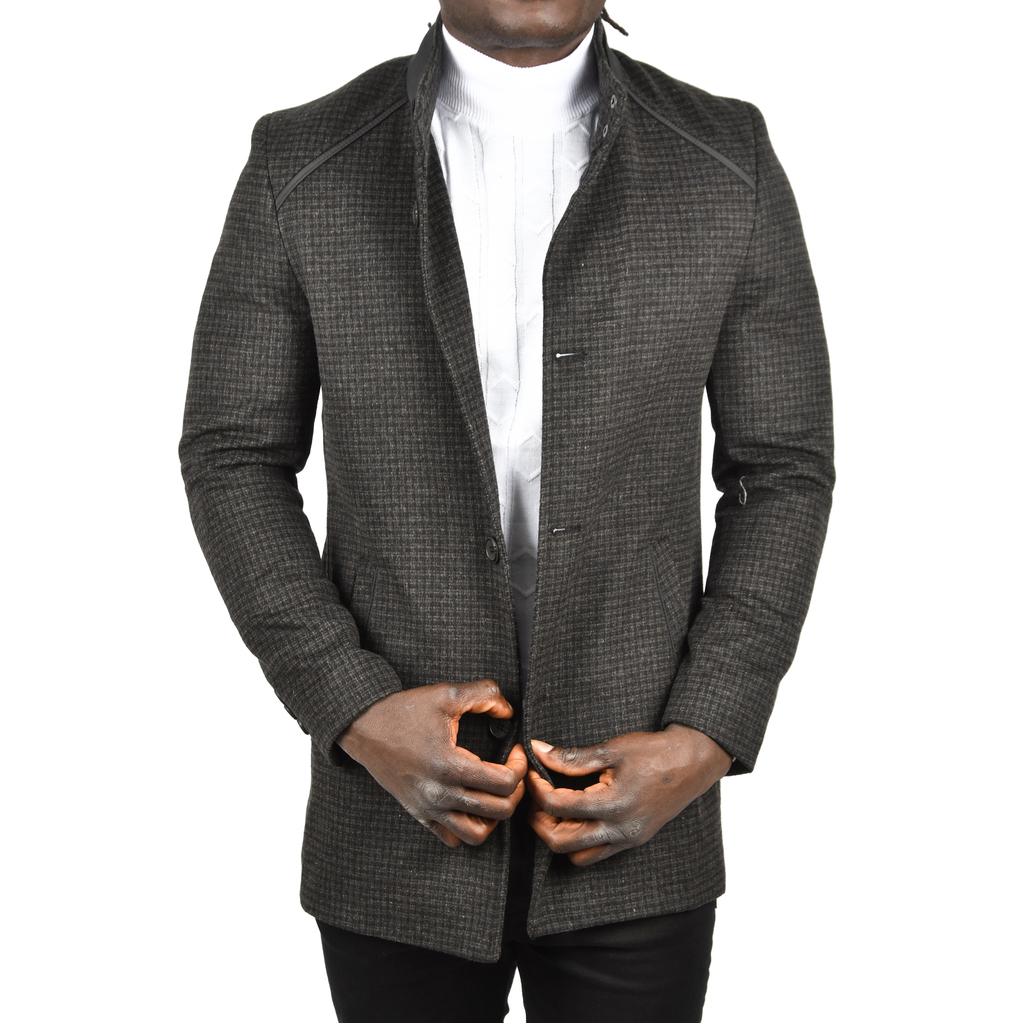 DeepSEA Pötikare Desenli Dik Yaka Dar Kesim Hakim Yaka Kaşe Kaban 2407003