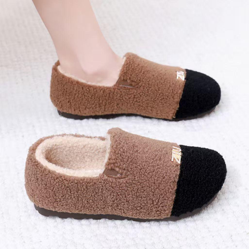 New velvet color matching fluffy shoes are fashionable and easy to match lazy shoes soft-soled shoes winter shoes 36 2270₽