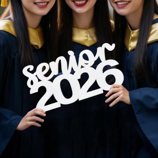 Senior 2026 Schild Abschlussjahrgang 2026 Foto-Requisite Abschluss-Tischdekoration für Senior-Night-Dekor High School College Abschlussfeier Zubehör