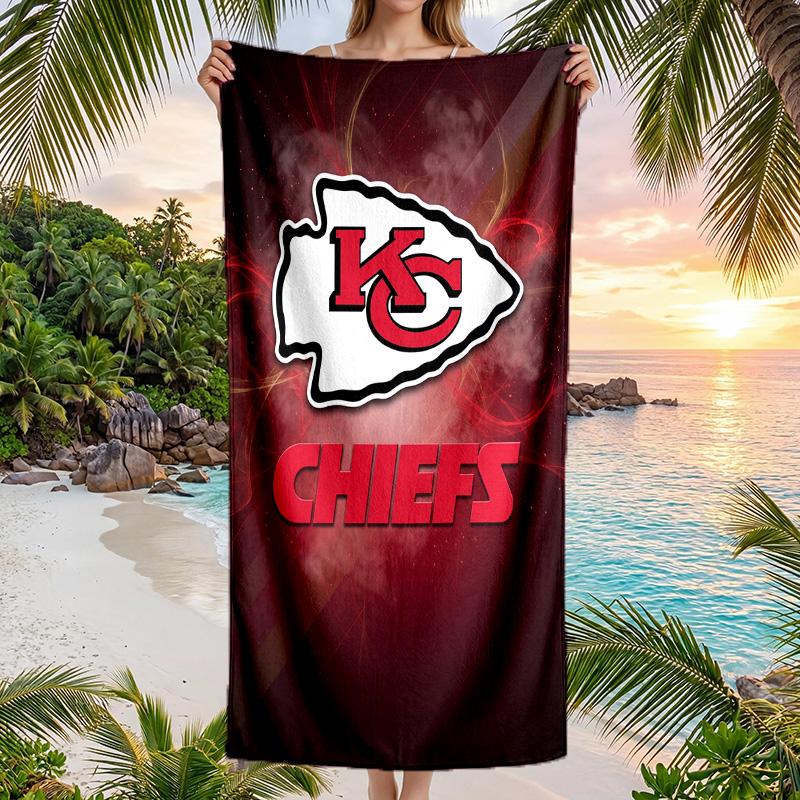 Kansas City Chiefs Fashion Beach Towel Portable Soft Quick Dry Towel For Swimming Camping Holiday Use
