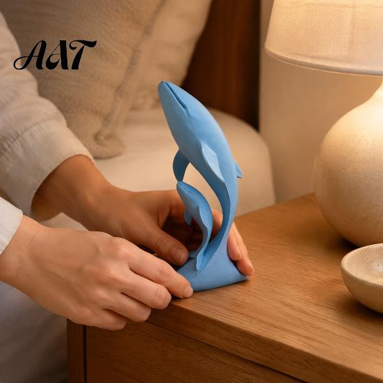 Unique Whale Statue for Shelf 3D Printed Ornaments, Mother And Child Figurines, Art Nursery Decor Modern Minimalist Double Sculpture Home Office