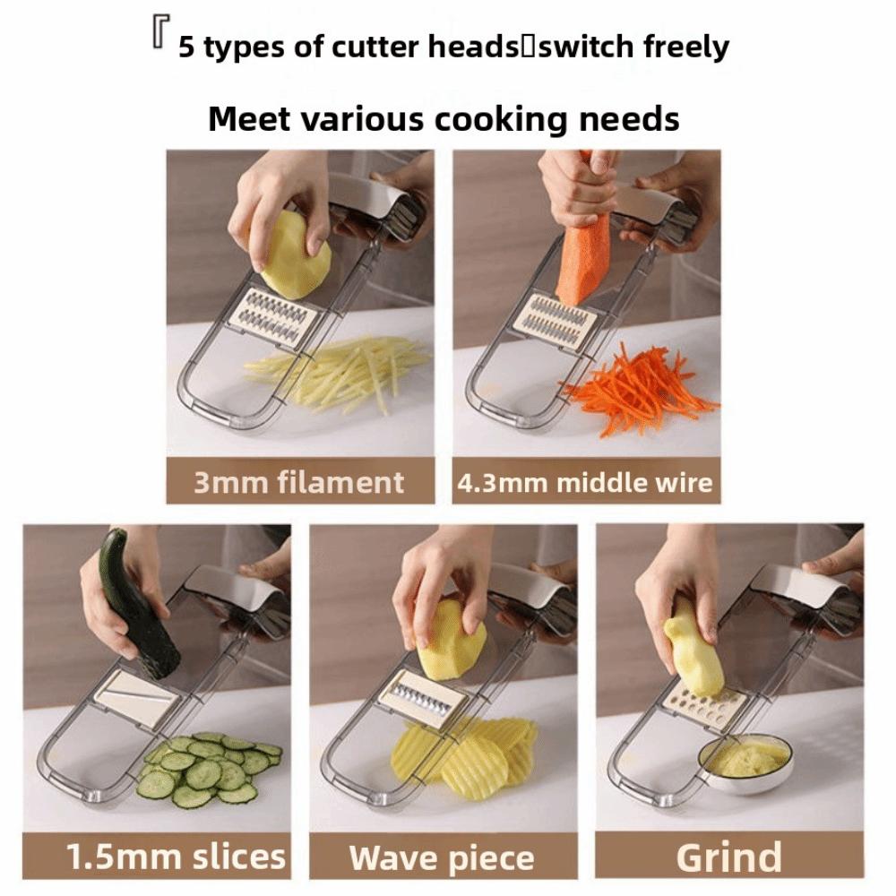 5 Interchangeable Blades Vegetable Cutting Tool Manual Operation Vegetable Slicer Food Preparation