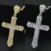 1 Simple Style Men Rhinestone Christian Cross Rhinestone Pendant Necklace Personality Fashion Street Domineering Chain Jewelry