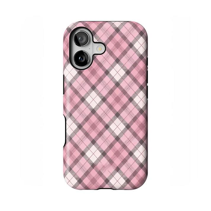

Clmj Pink Plaid Stars Phone Case for iPhone 17 16 15 14 13 12 11 Air Pro Max Plus Luxury Magnetic Double-layer Back Cover iPhone 12