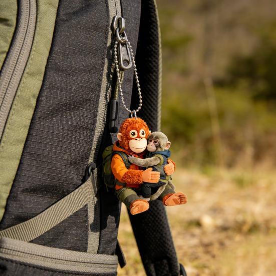 Monkey Keychain Cute Baby Monkey Acrylic Charm 2D Monkey Holding Plush Toy Hanging Pendant for Backpack Purse Car Keys