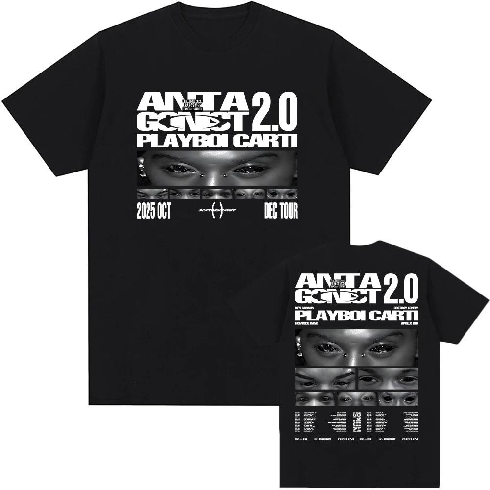 PLAYBOI CART ANTAGONIST TOUR Tshirt Short Sleeve Cotton Male Tshirts Casual Fashion Singer Graphic Teeshirt Print Tees for Men
