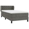 Vidaxl Continental Bed With Mattress, Dark Grey Velvet, 80X200 Cm