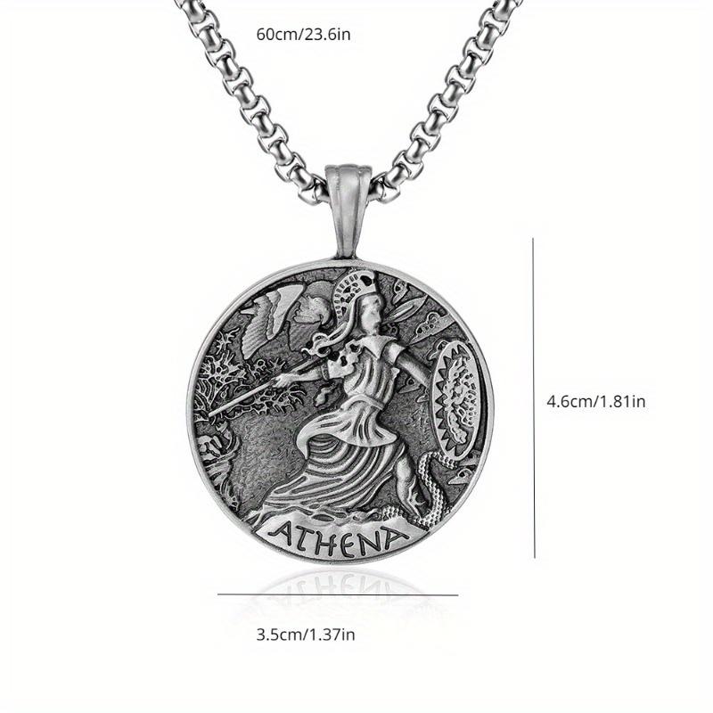 Ancient Greek Mint Goddess Athena Pendant Men's Vintage Necklace Titanium Steel Hip Hop Pendant