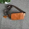 Men'S Genuine Leather Small Satchel, Fashionable Small Fanny Pack, Cowhide Crossbody Casual Mobile Phone Bag, Simple Small Backpack